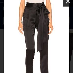 Michelle mason pleat pant with tie in black